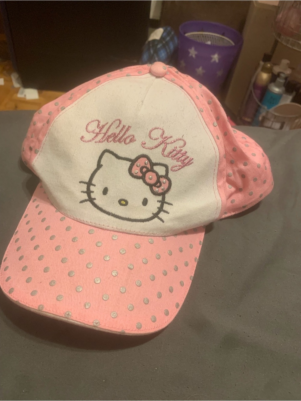 Hello Kitty Pink and White Polka Dot Baseball Cap